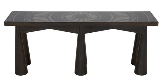 Tutankhamun Ebony Walnut Console with Glass Detailing by Noir Furniture