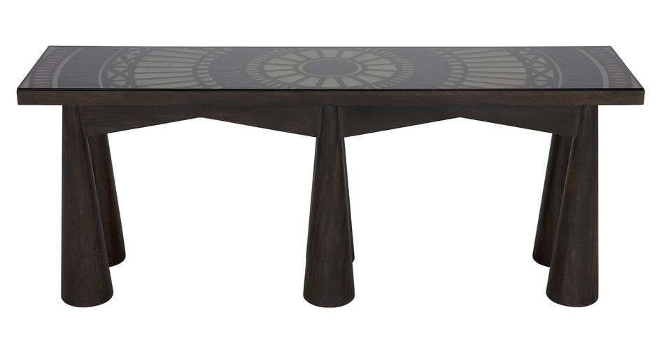 Tutankhamun Ebony Walnut Console with Glass Detailing by Noir Furniture