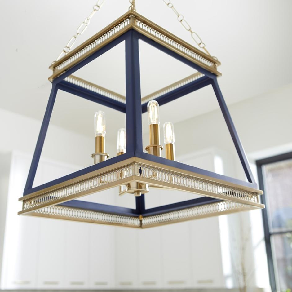 Gerard Pendant in Blue and Aged Brass by Cyan Design