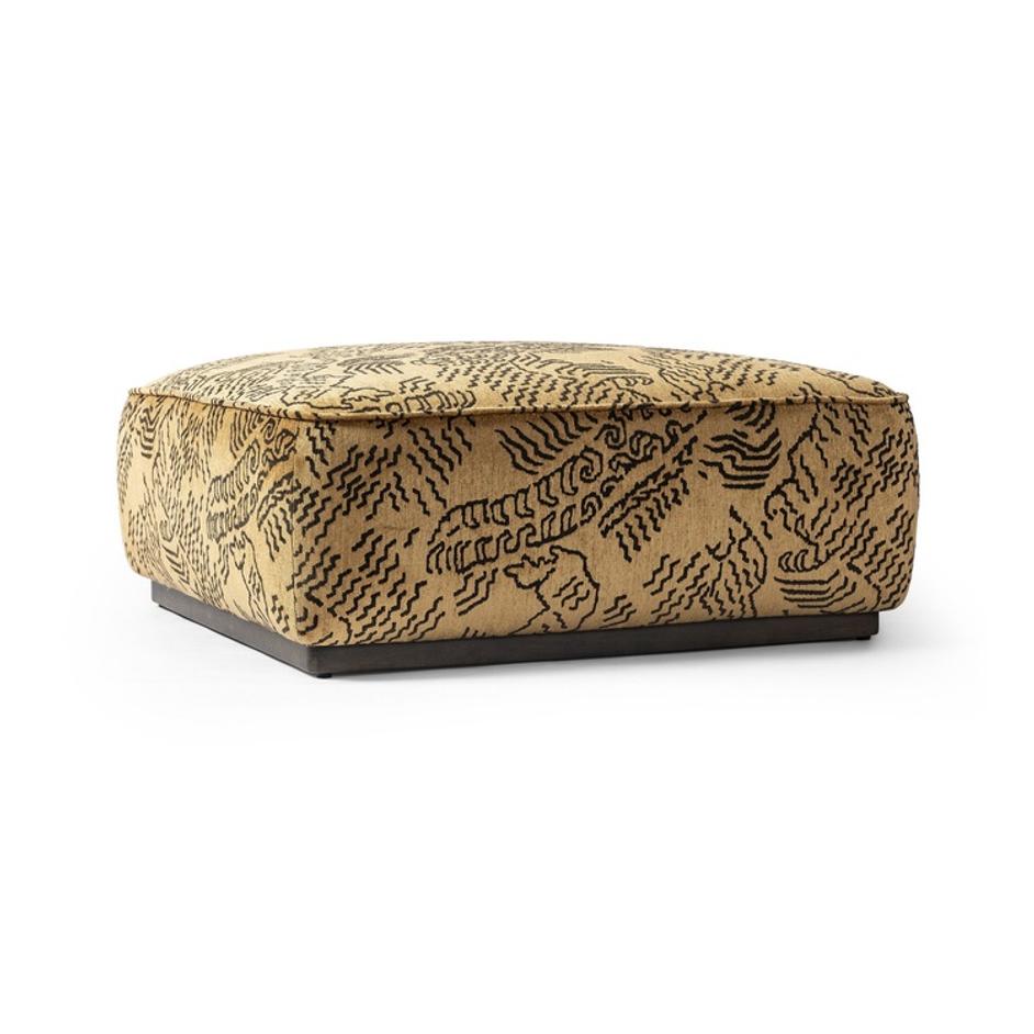 Sinclair Square Ottoman-36" In Balkan Ochre-Sienna Brown by Four Hands