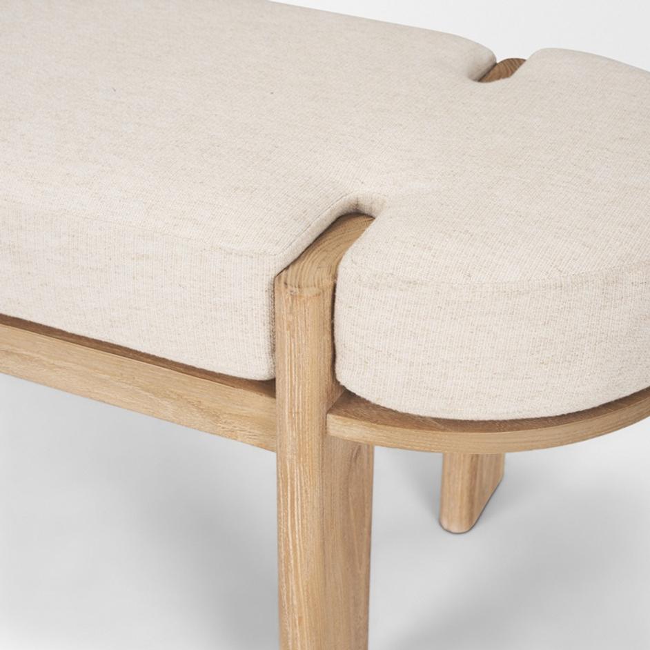 Sohan Light Brown Elm Wood w/ Oatmeal Fabric Bench by Mercana