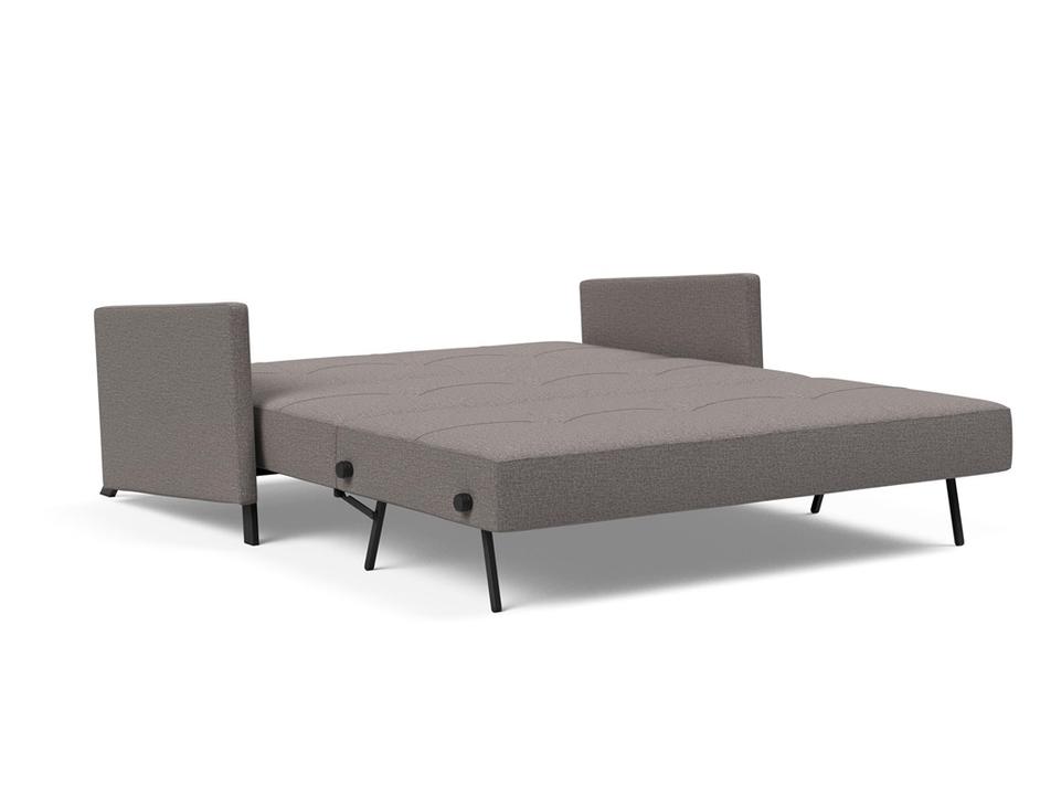 CUBED QUEEN SOFA BED in MIXED DANCE GREY FABRIC WITH Black Steel LEGS 521 by INNOVATION USA
