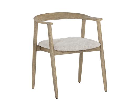 Jeremy Dining Armchair - Weathered Oak - Dove Cream by Sunpan