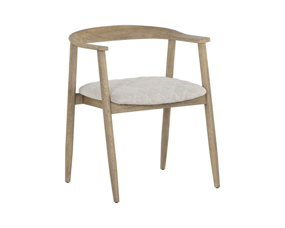 Jeremy Dining Armchair - Weathered Oak - Dove Cream by Sunpan