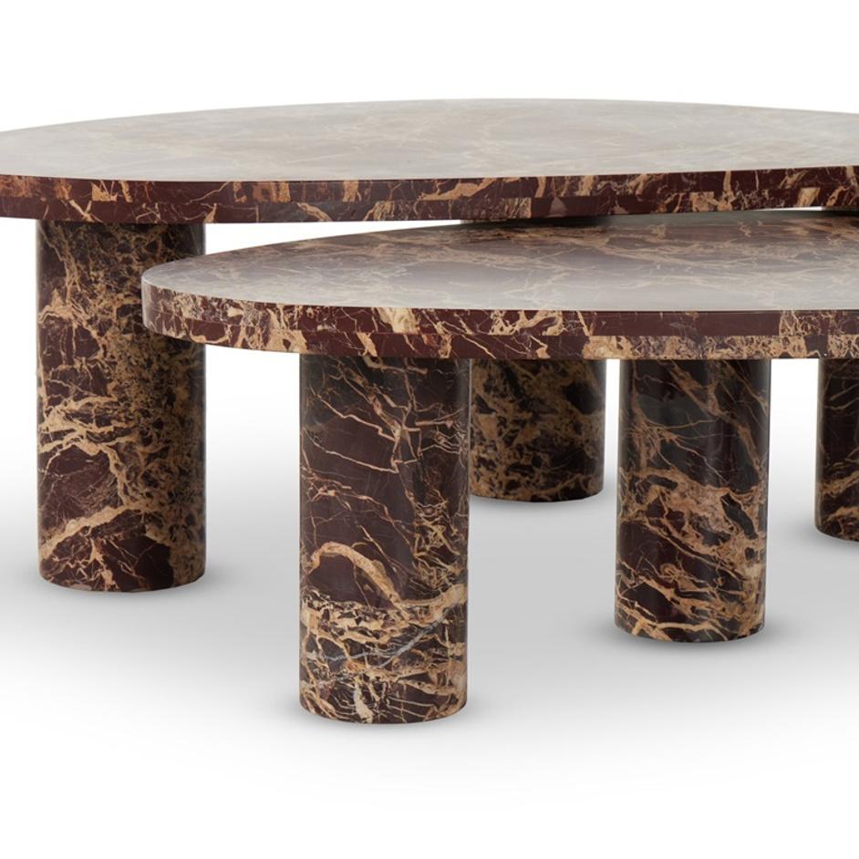 Zion Coffee Table Set - Merlot Marble by Four Hands