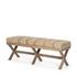 Solis 50L x 16W Brown Base Upholstered Beige/Black Stripe Seat Accent Bench by Mercana