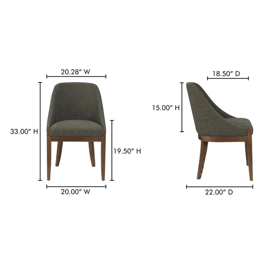 Edward Dining Chair Heather Green by Moes Home