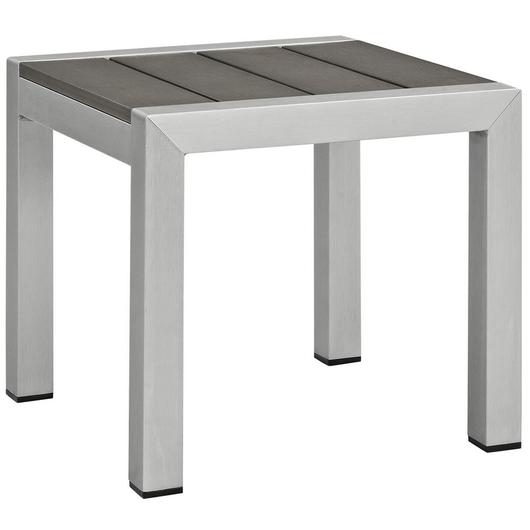 Nantucket Outdoor Patio Aluminum Side Table In Silver Gray by Modway Furniture