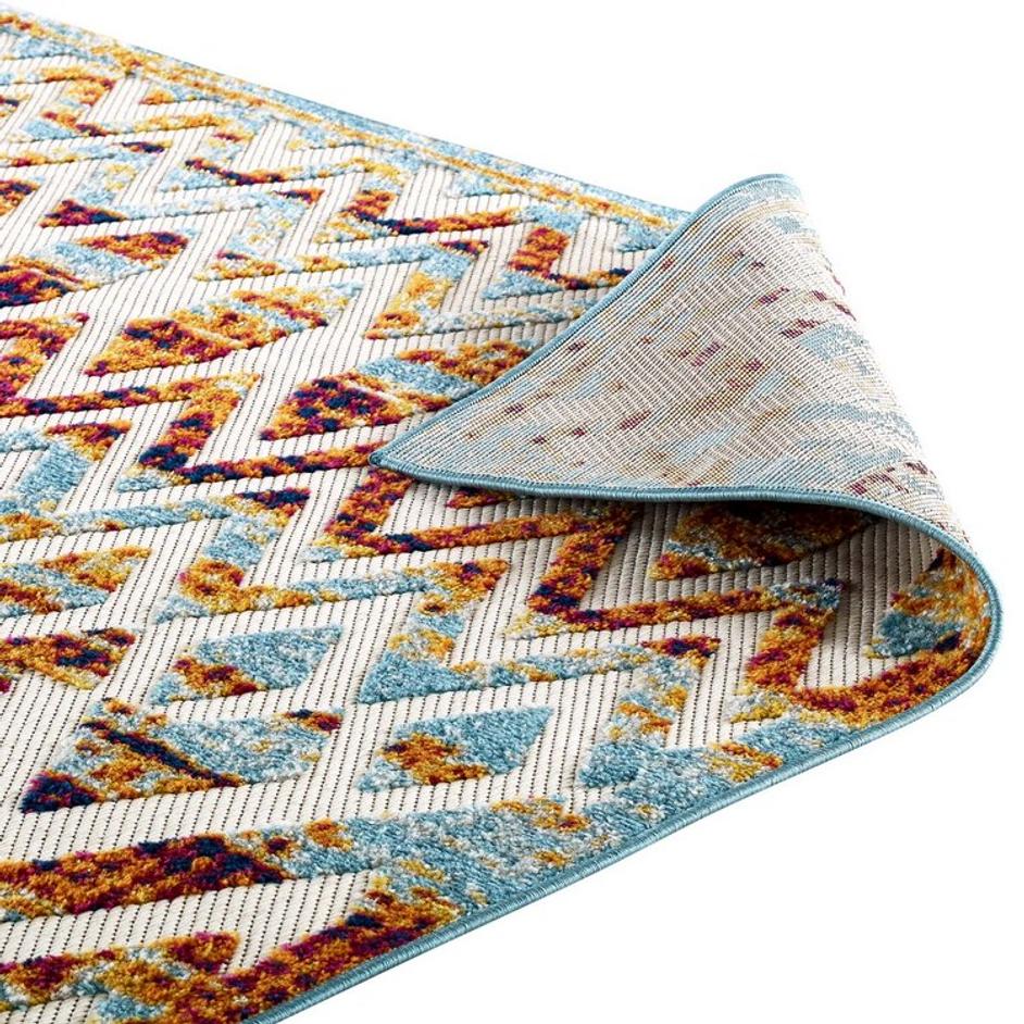 Burket Tamako Diamond And Chevron Moroccan Trellis 5X8 Indoor / Outdoor Area Rug In Multicolored by Modway Furniture