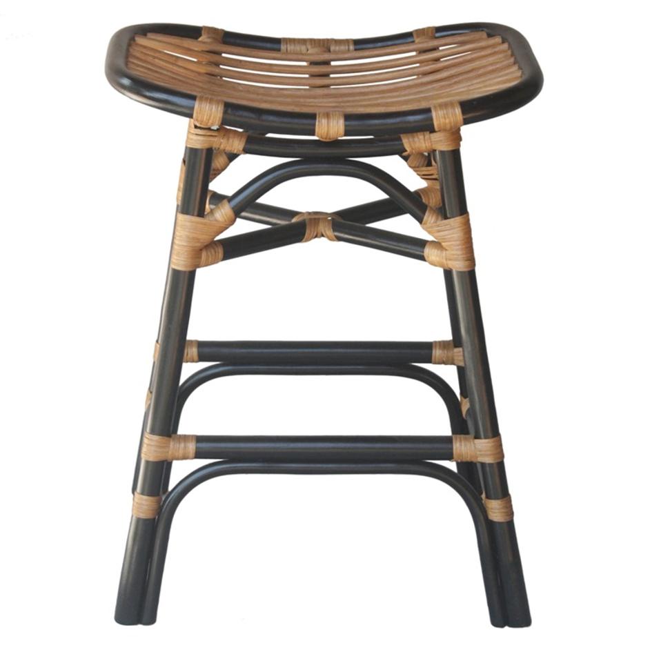 Damara Rattan Counter Stool In Black  by New Pacific Direct