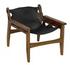 Nomo Teak Chair in Black Leather with Clear Coat Flat Finish by Noir Furniture