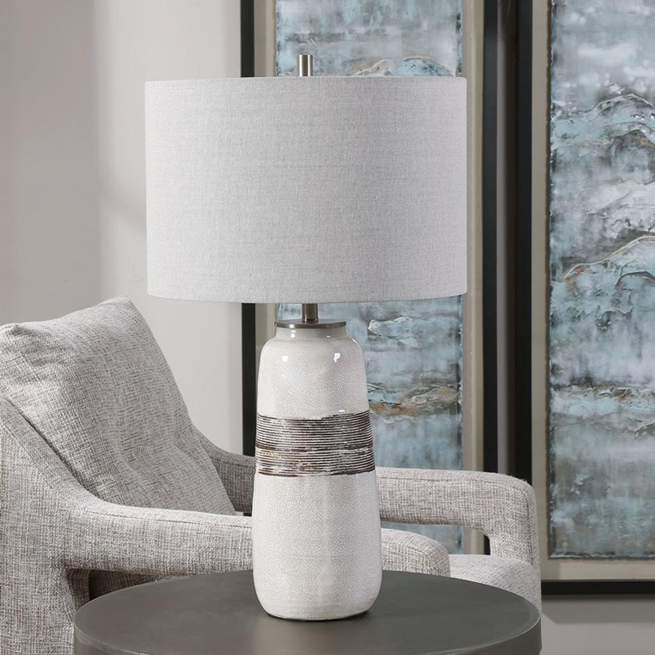 Comanche White Crackle Table Lamp by Uttermost