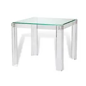 Gwenyth Game Table in Clear Glass and Shiny Silver by interlude