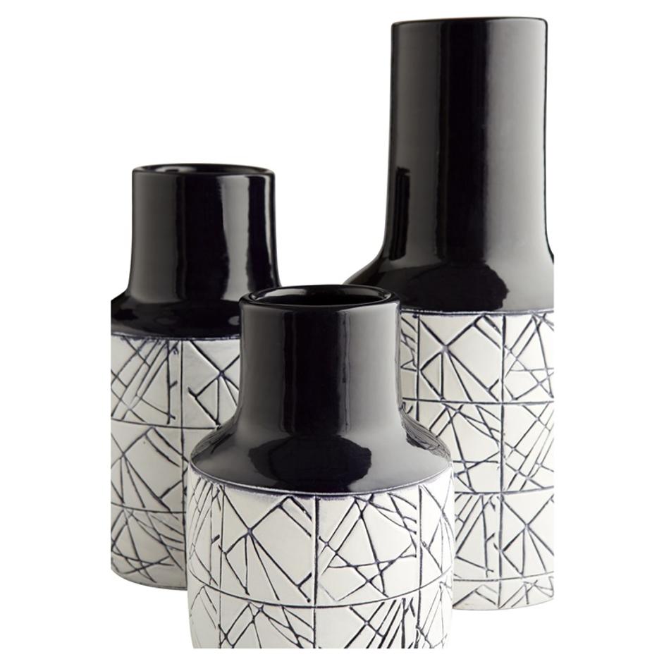Medium Dark Zenith Vase in Blue and White by Cyan Design