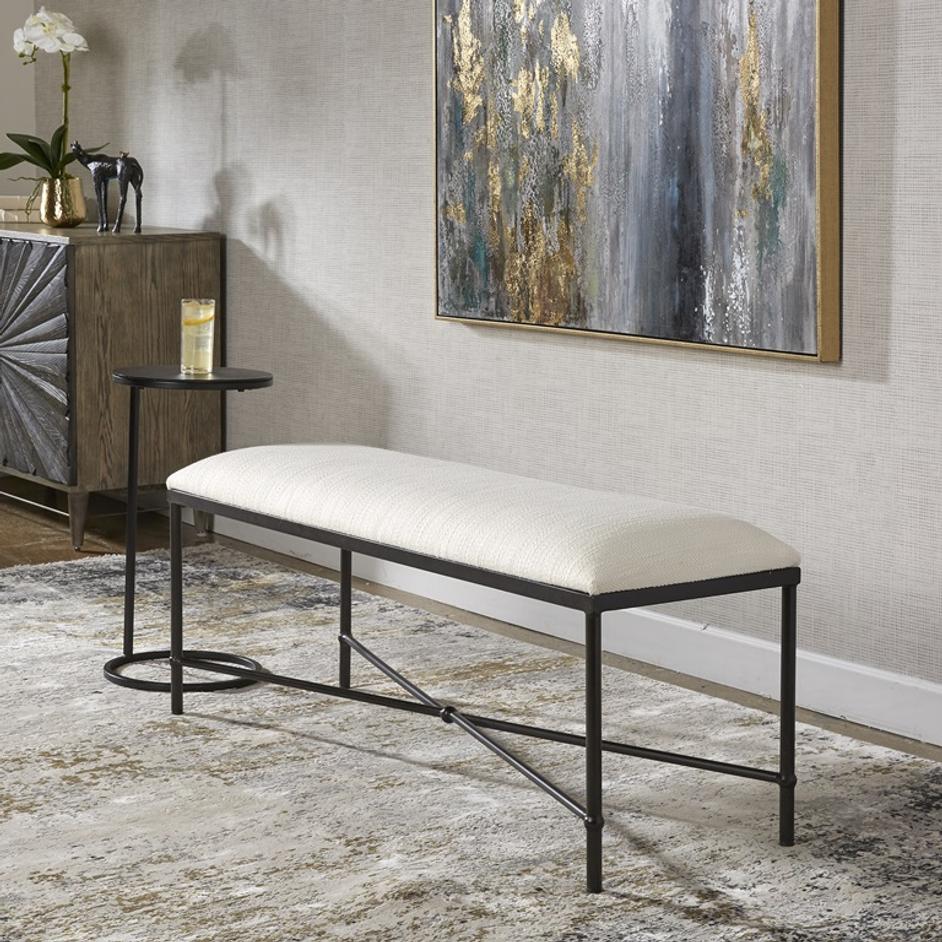 Avenham Black Framed Bench by Uttermost