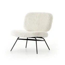 Caleb Accent Chair- Ivory Angora by FOUR HANDS