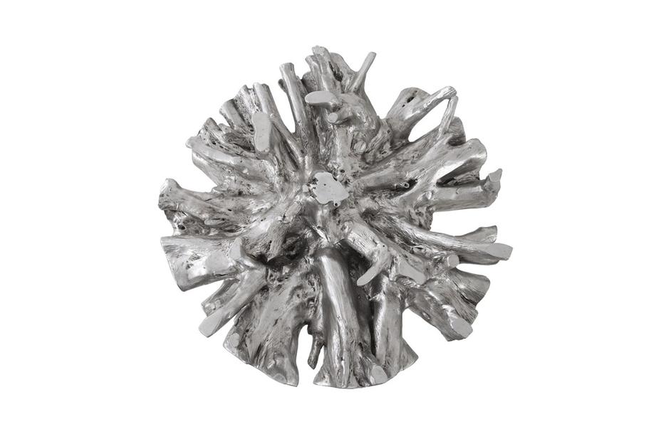 Root Small Silver Dining Table Base, With Glass by PHILLIPS COLLECTION