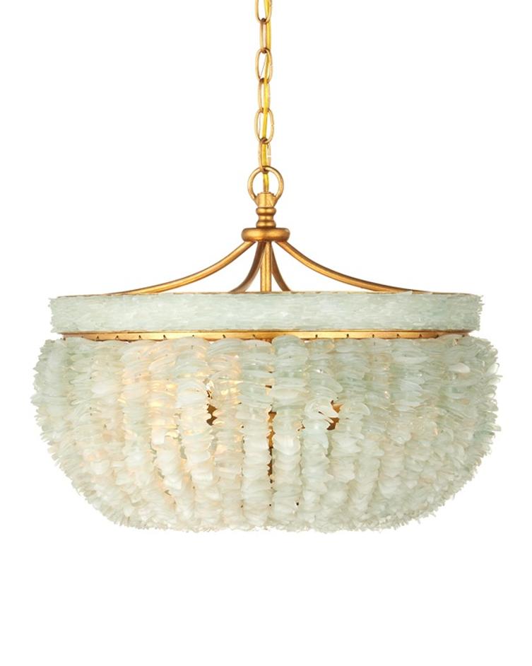 Bayou Pendant In Contemporary Gold Leaf & Seaglass by Currey & Company