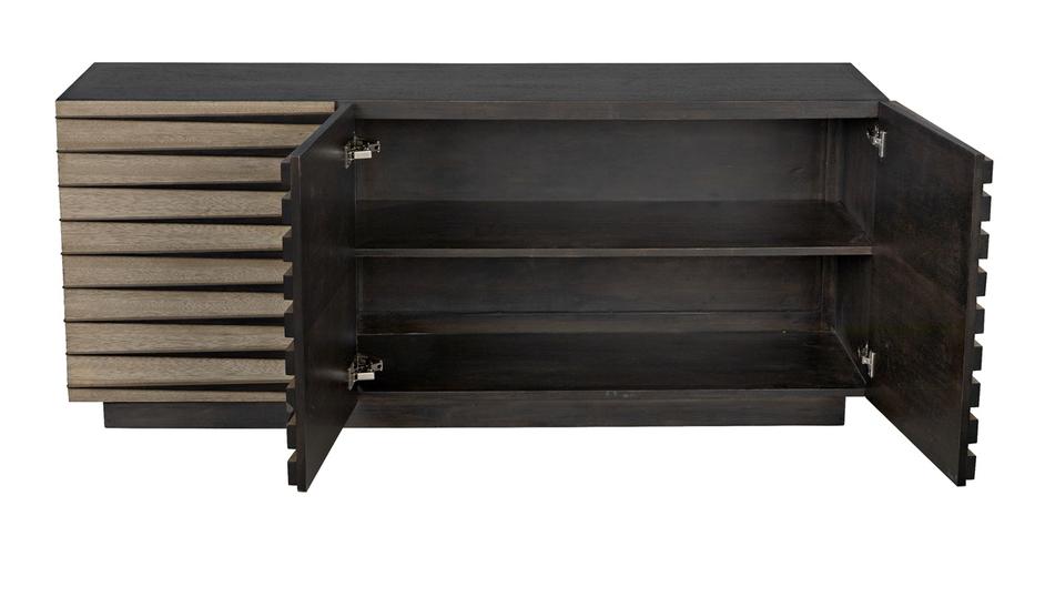 Tyson Sideboard in Ebony and Washed Walnut Finish by Noir Furniture