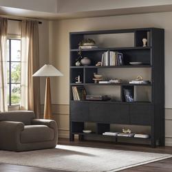 Noeline Wide Bookcase - Smoked Black Oak by Four Hands