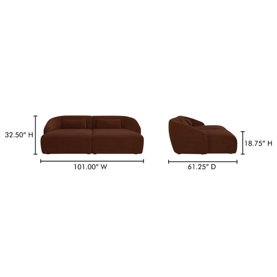 Amelia Double Chaise Modular Sectional Chestnut by Moes Home