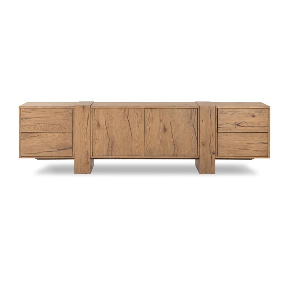 Fisher Media Console in Rustic Amber Oak by FOUR HANDS