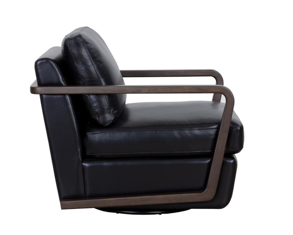 CASTELL SWIVEL LOUNGE CHAIR - BROWN - CORTINA BLACK LEATHER by Sunpan