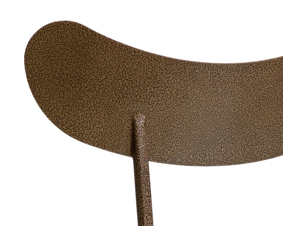 GIBBONS DINING CHAIR - ANTIQUE BRASS - CHARCOAL BLACK LEATHER by Sunpan