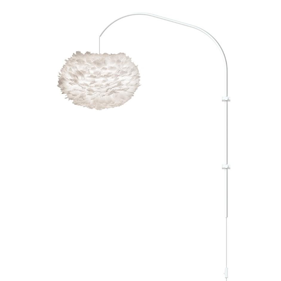 Eos Medium 1-Light Wall Lamp in White with White Wall Hanger by UMAGE