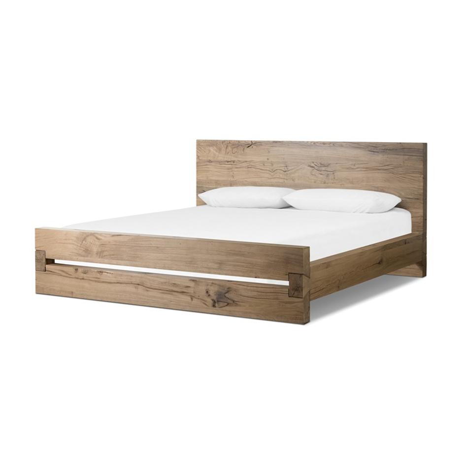 Lia Queen Bed in Natural Reclaimed French Oak by FOUR HANDS