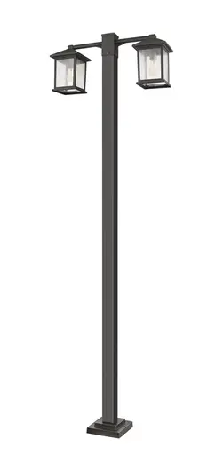 Portland 2 Light Outdoor Post Mounted Fixture in Oil Rubbed Bronze Finish by Z-Lite