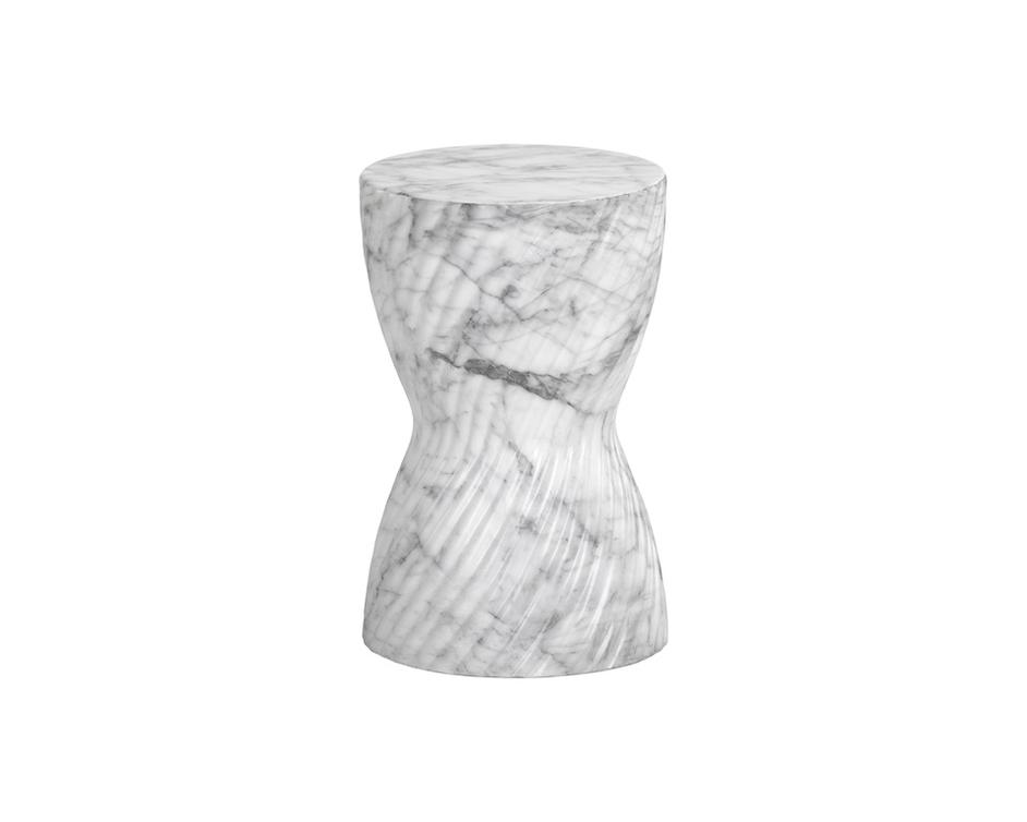 Cara End Table - Marble Look - White by Sunpan