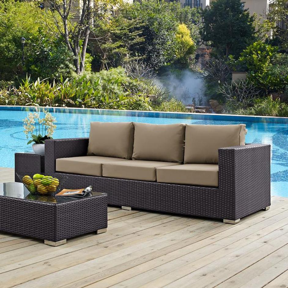 Minerva Outdoor Patio Sofa In Espresso Mocha by Modway Furniture
