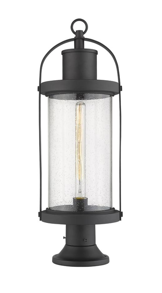 Roundhouse 1 Light Outdoor Pier Mounted Fixture in Black Finish by Z-Lite