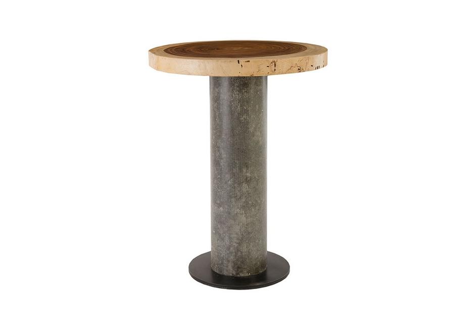 Concrete Bar Table, Chamcha Wood Top, Grey  by PHILLIPS COLLECTION