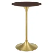 Willow 28" Wood Bar Table In Gold Cherry Walnut by Modway Furniture