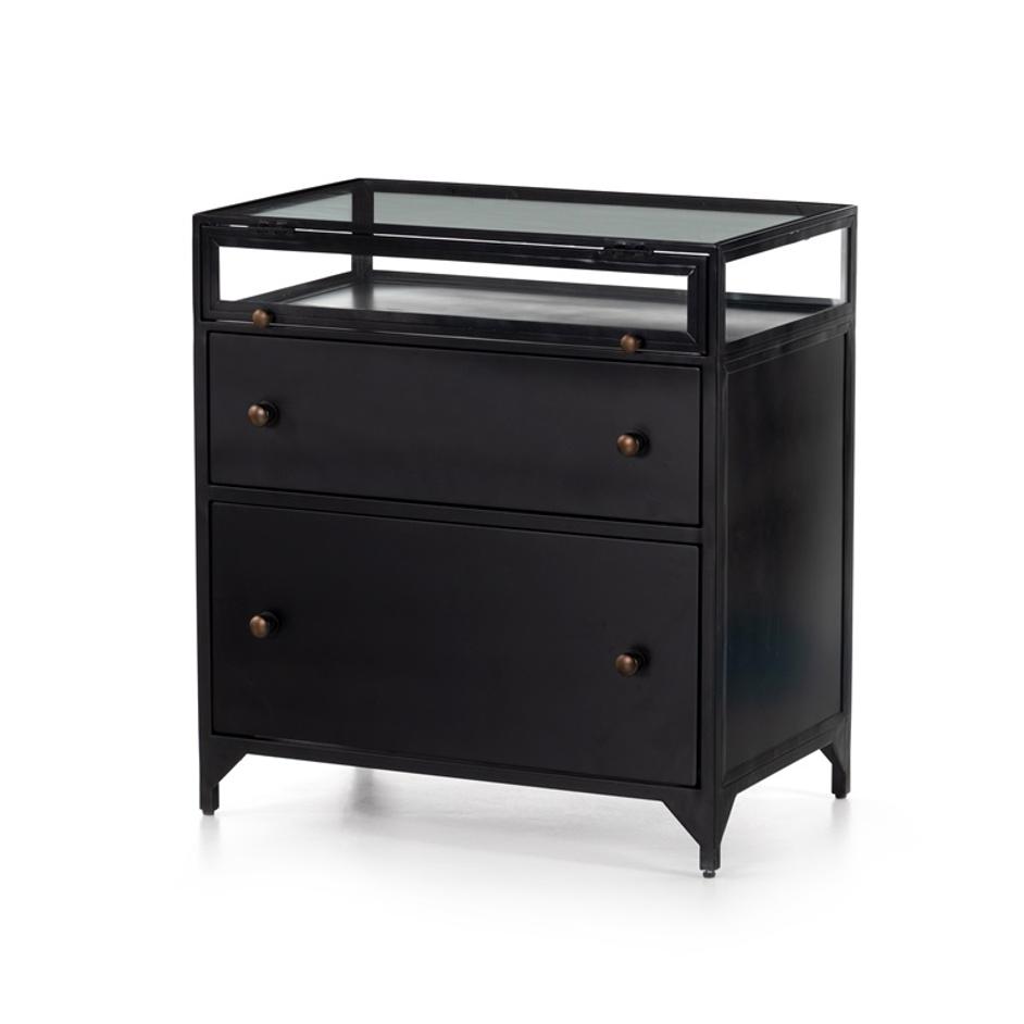 Shadow Box Nightstand In Black by FOUR HANDS