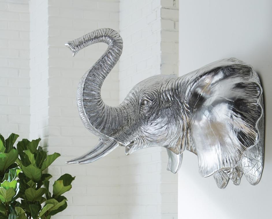Elephant Wall Art, Resin, Silver Leaf by PHILLIPS COLLECTION