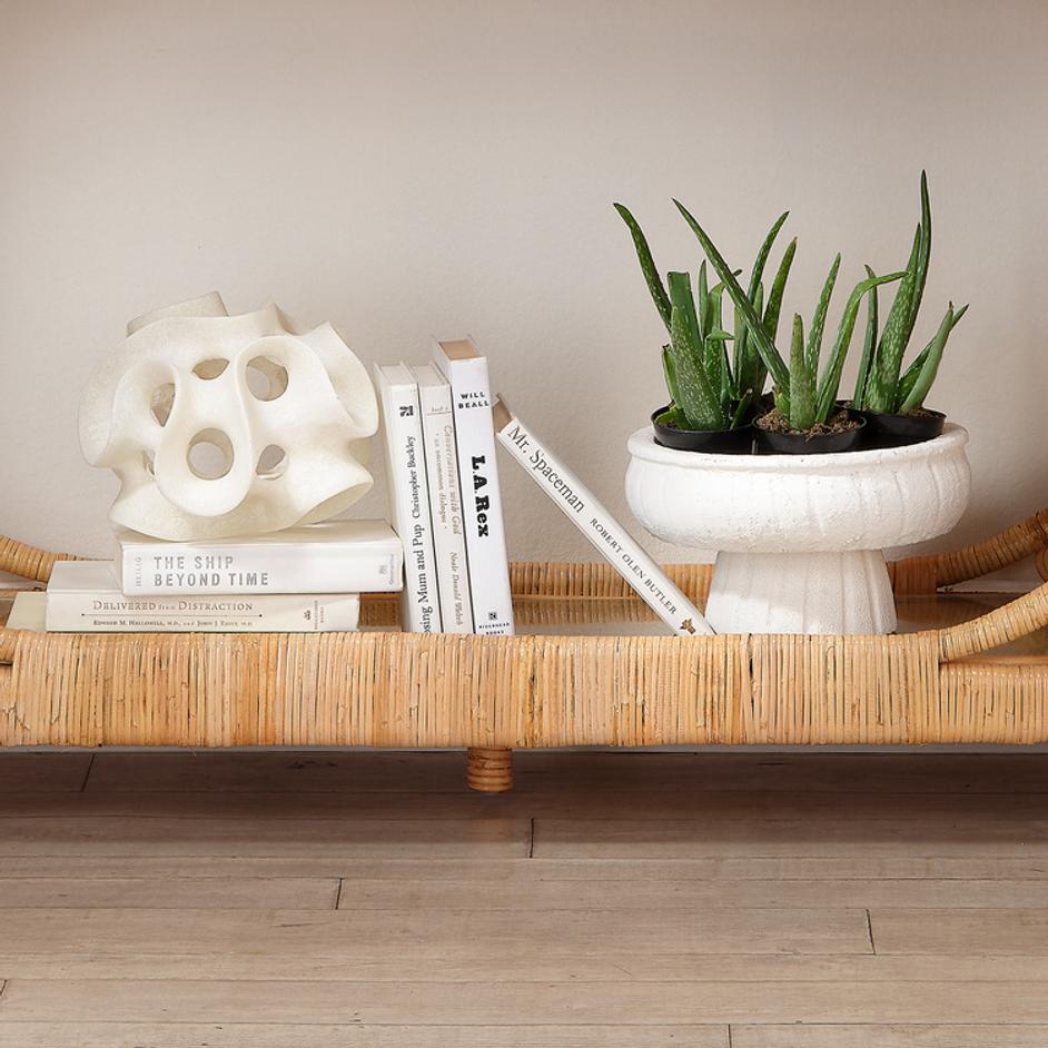 Ribbon Resin Decorative Sphere, White by Jamie Young