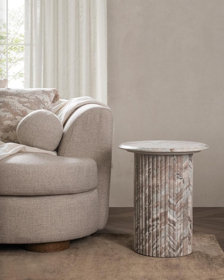 Nordens Marble Round End Table by Classic Home