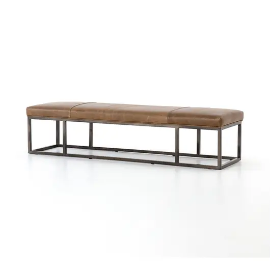 Beaumont Leather Bench-Warm Taupe Dakota by FOUR HANDS