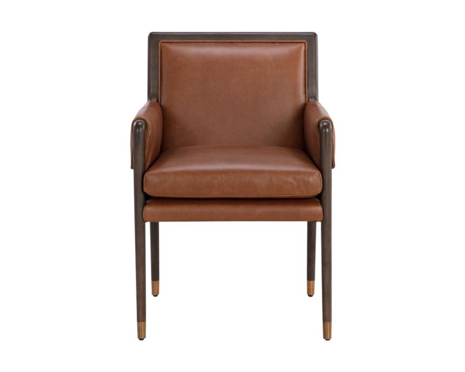 MAUTI DINING ARMCHAIR - BROWN - SHALIMAR TOBACCO LEATHER by Sunpan