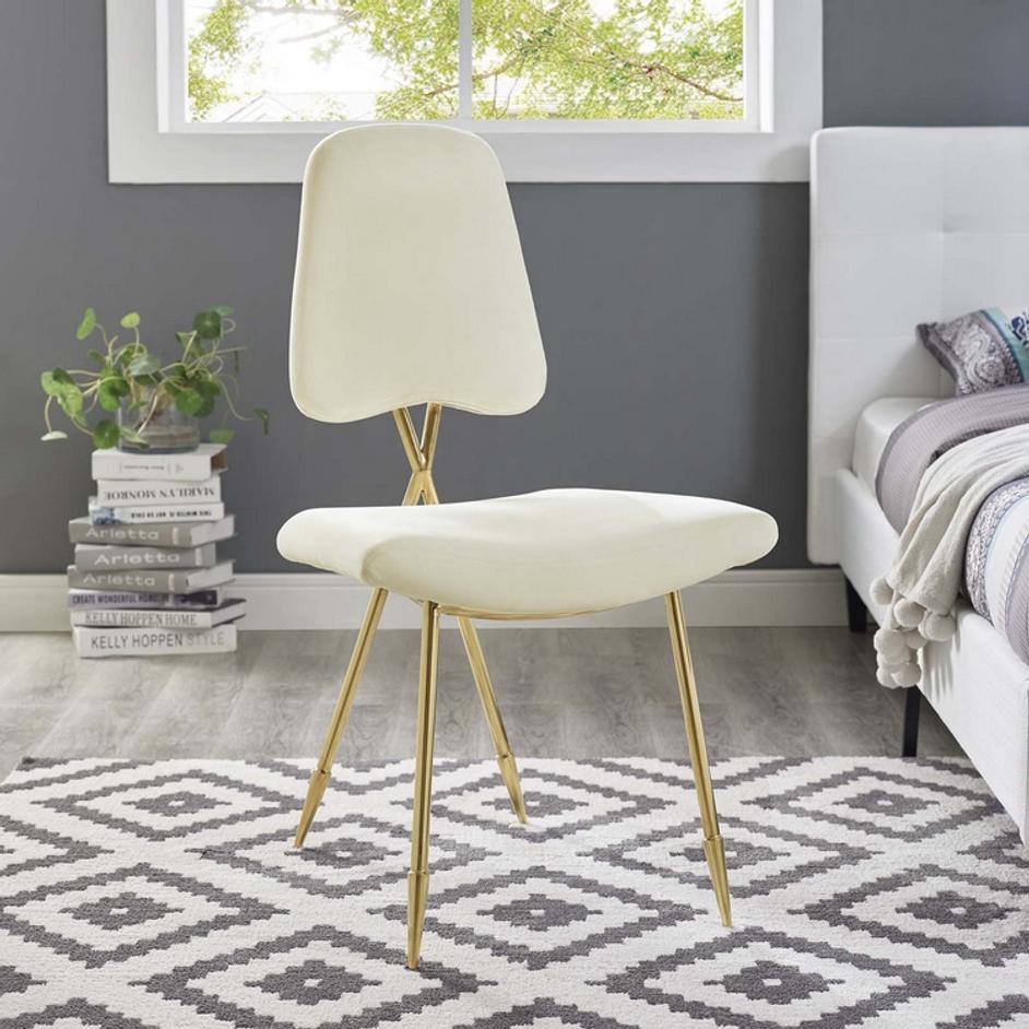 Snyder Performance Velvet Dining Side Chair In Ivory by Modway Furniture