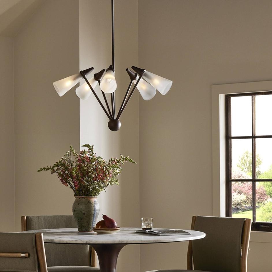 Ludwig Chandelier In Rust-Frosted Glass-Black Cord by Four Hands