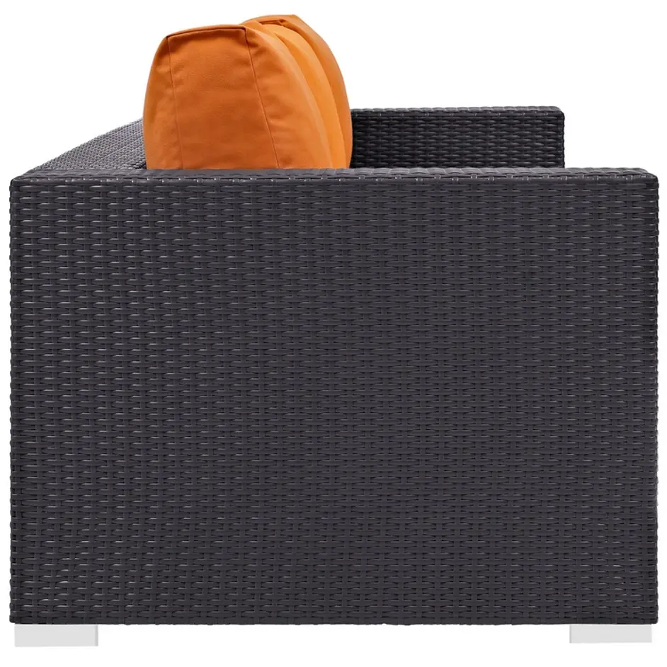 Minerva Outdoor Patio Sofa In Espresso Orange by Modway Furniture