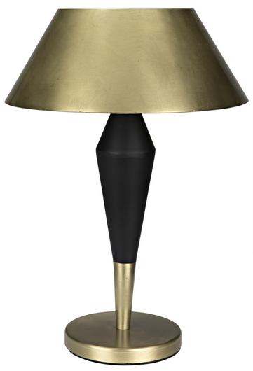 Blau Table Lamp, Steel with Brass Finish and Black Steel Detail by Noir Furniture