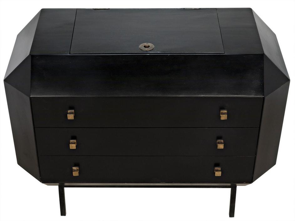 Rhiana Mahogany Dresser with Brass Pulls in Hand-Rubbed Black Finish by Noir Furniture