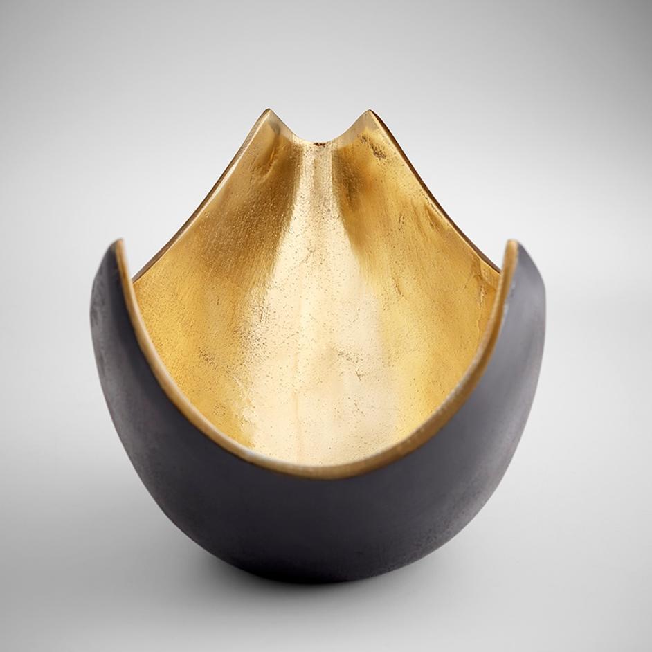 Boema Tray in Matt Black and Gold by Cyan Design