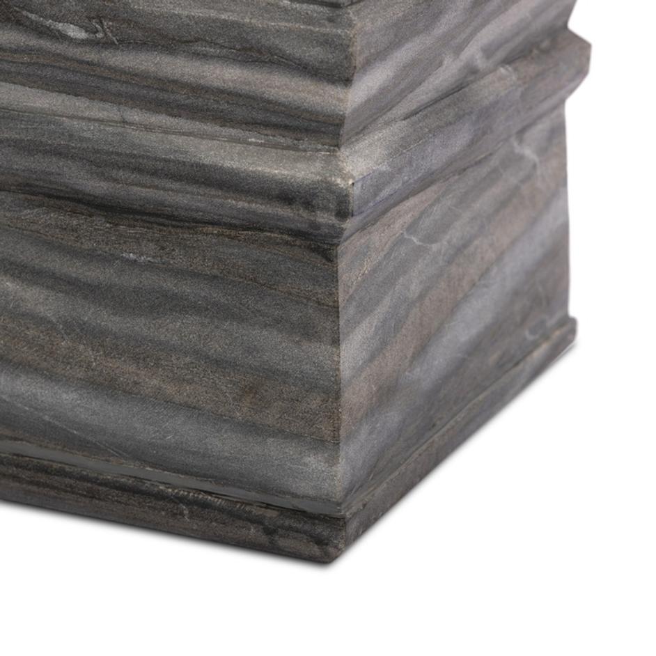 Cedric Table Lamp In Slate Grey Marble-Ivory Linen-Jet Black by Four Hands