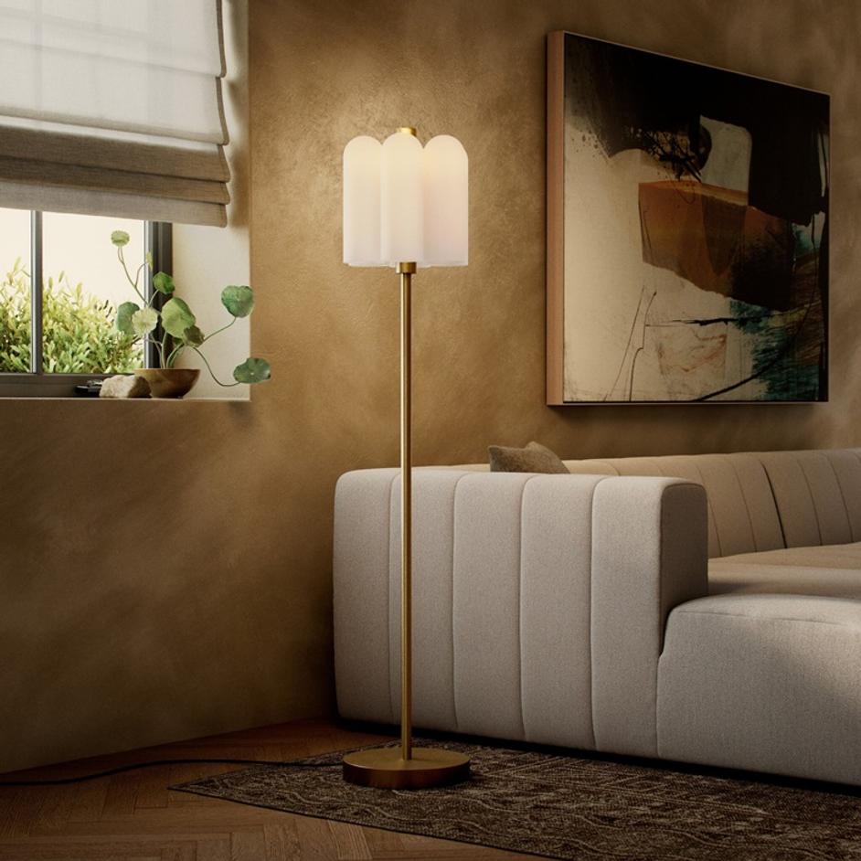 Odyssey 6 Floor Lamp In Burnished Brass by Four Hands